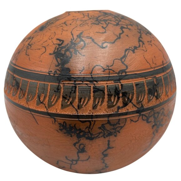 Native American Etched Horse Hair Pottery Vase Signed M Clark Navajo - Picture 8 of 14